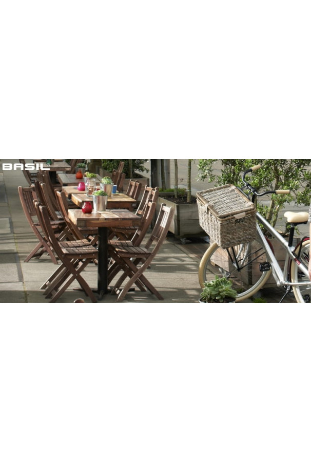 Kosz wiklinowy Basil Denton M szary zamykany