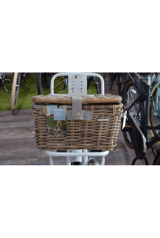 Kosz wiklinowy Basil Denton M szary zamykany