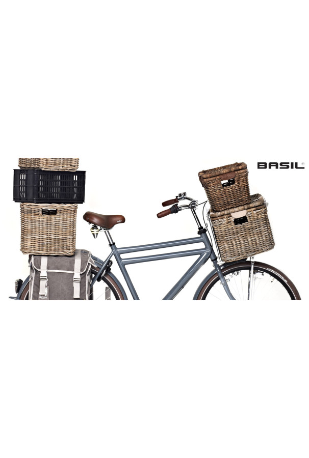 Kosz wiklinowy Basil Denton L szary zamykany