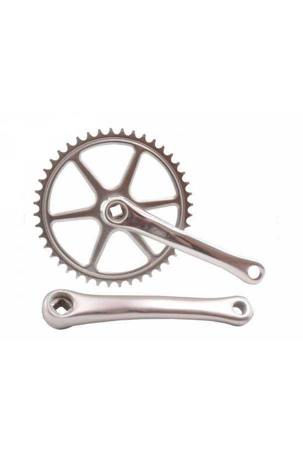 Niklowana korba rowerowa Merkloos ALU 44T