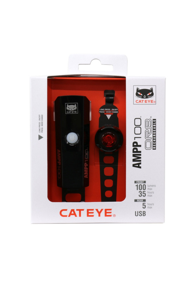 Zestaw lampa tylna + przednia Cateye AMPP 100 ORB