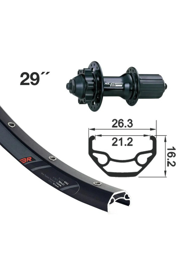 Koło tylne 29" XLC EVO DC22LW 6-otw pod tarcze QR 32L Rodi Black Rock Disc