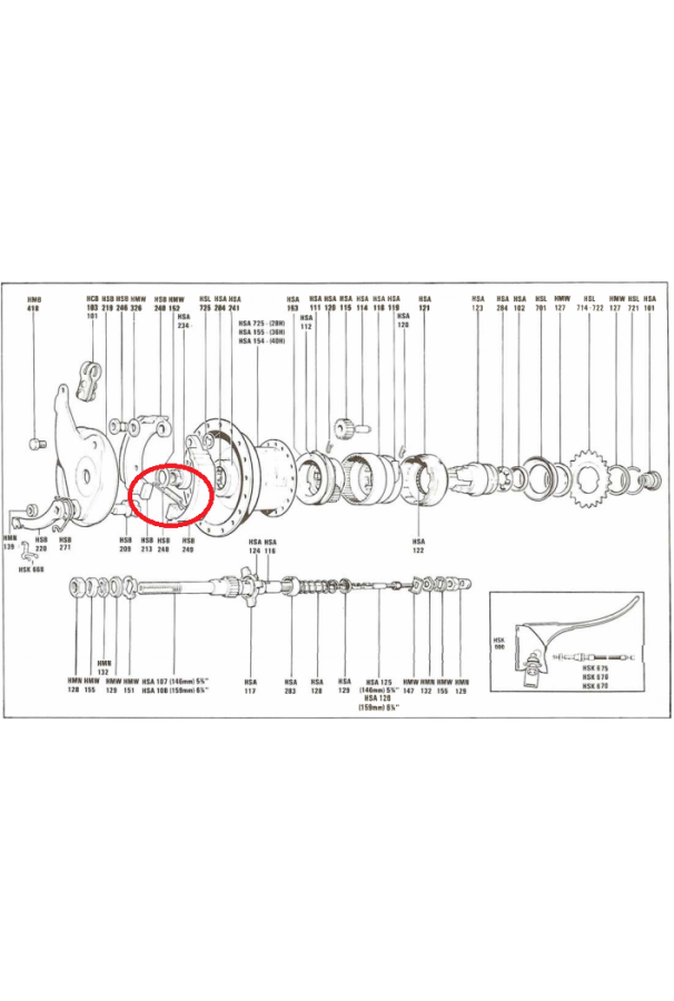 Sprężyna HSB248 hamulca bębnowego Sturmey Archer
