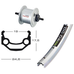 Koło przednie 28" Exal dynamo Shimano DH-3N31