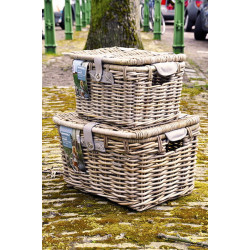 Kosz wiklinowy Basil Denton S szary zamykany