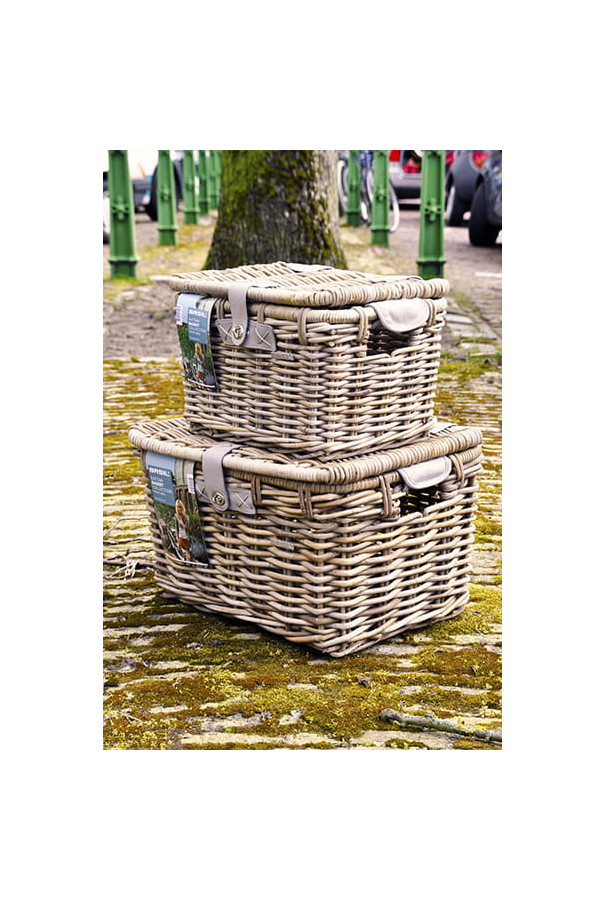 Kosz wiklinowy Basil Denton S szary zamykany