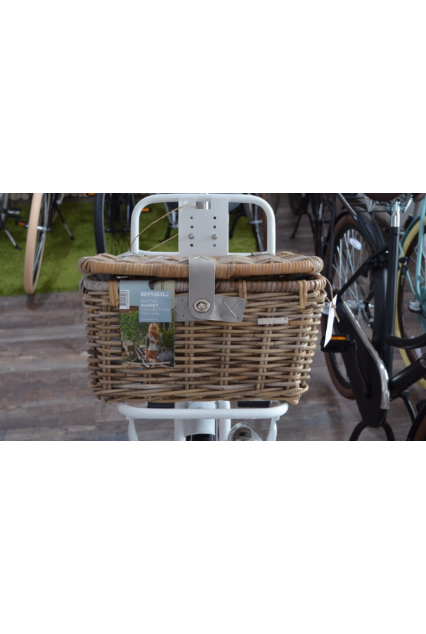 Kosz wiklinowy Basil Denton S szary zamykany