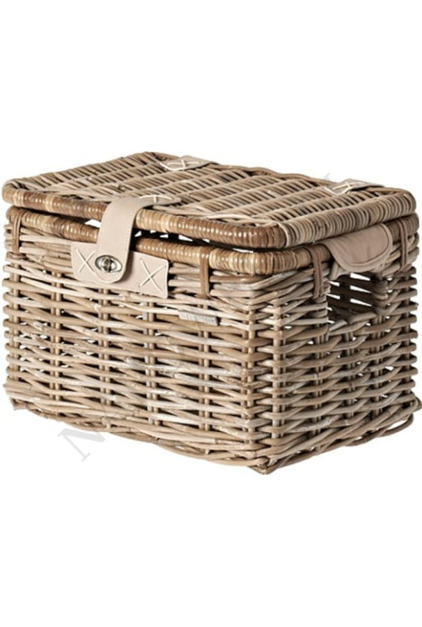 Kosz wiklinowy Basil Denton S szary zamykany