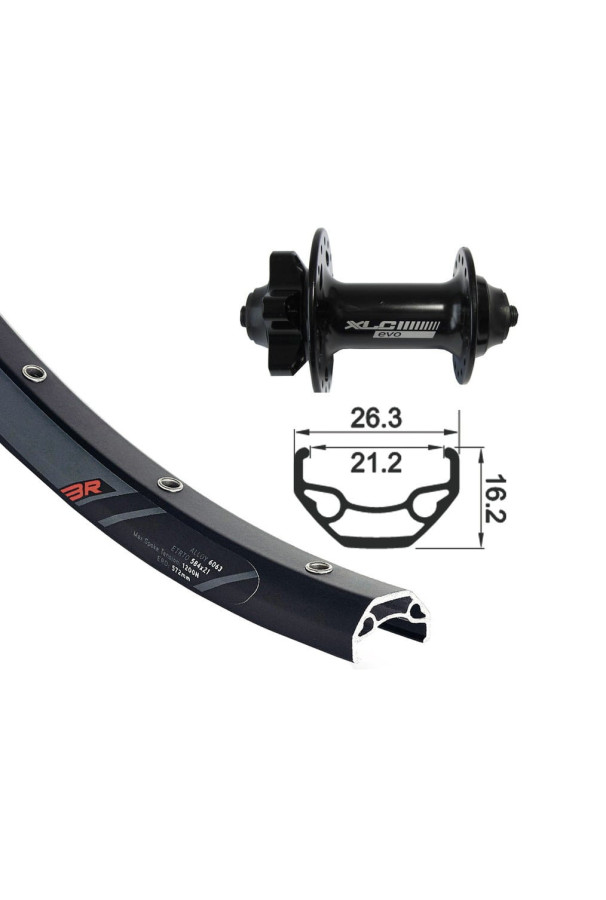 Koło przednie 26" XLC tarcza 6 śrub, 32 szprychy