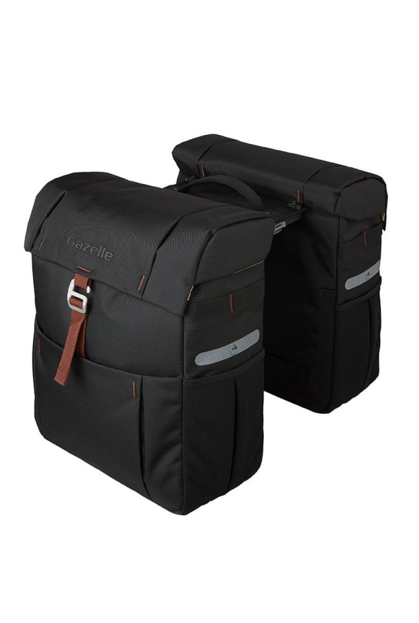 Oryginalna podwójna sakwa torba Gazelle czarno - brązowa